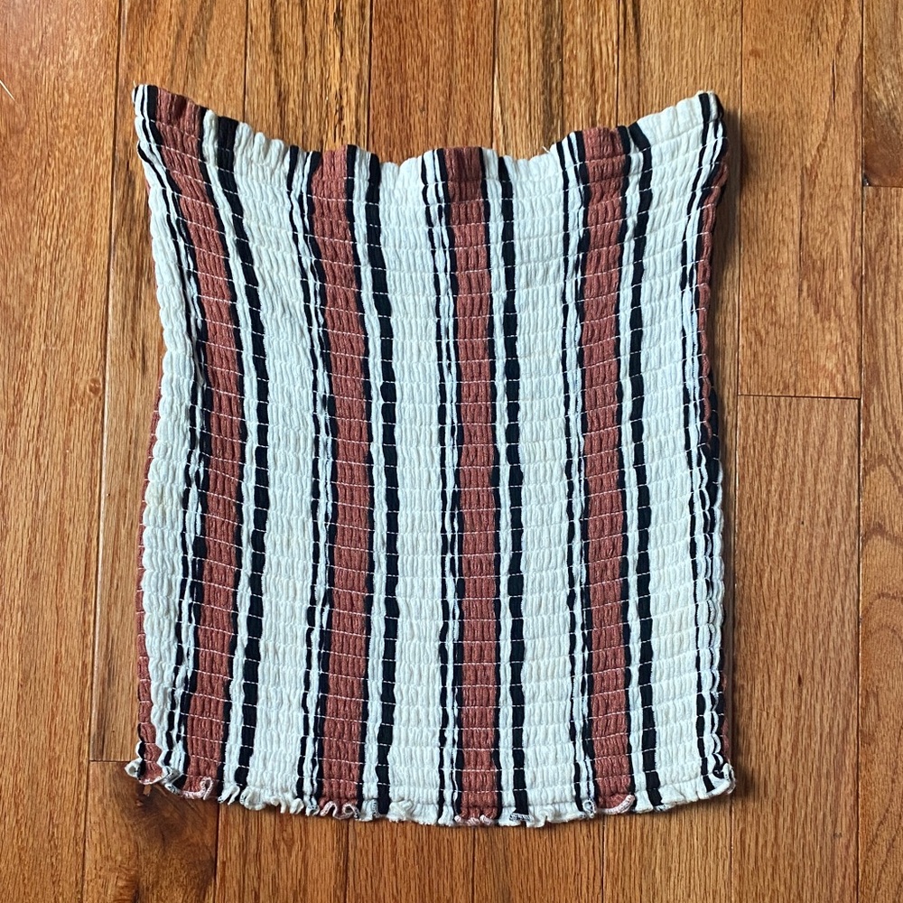 Love Tree Striped Tube Top - Black, White, Brown